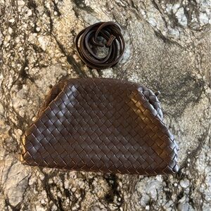 Quince Italian Leather Handwoven Pouch Crossbody Clutch